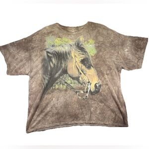 Vintage The Mountain Horse T Shirt Men's 2XL Brown Western Cowboy 2005 AOP USA